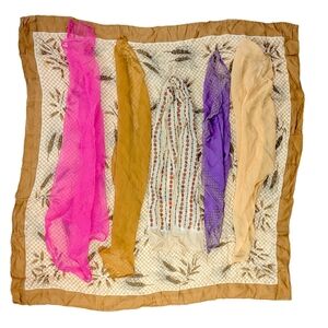 Vintage Scarf Bundle Set of 6 Pink Gold Purple Wheat Neck Head Floral Retro 70s